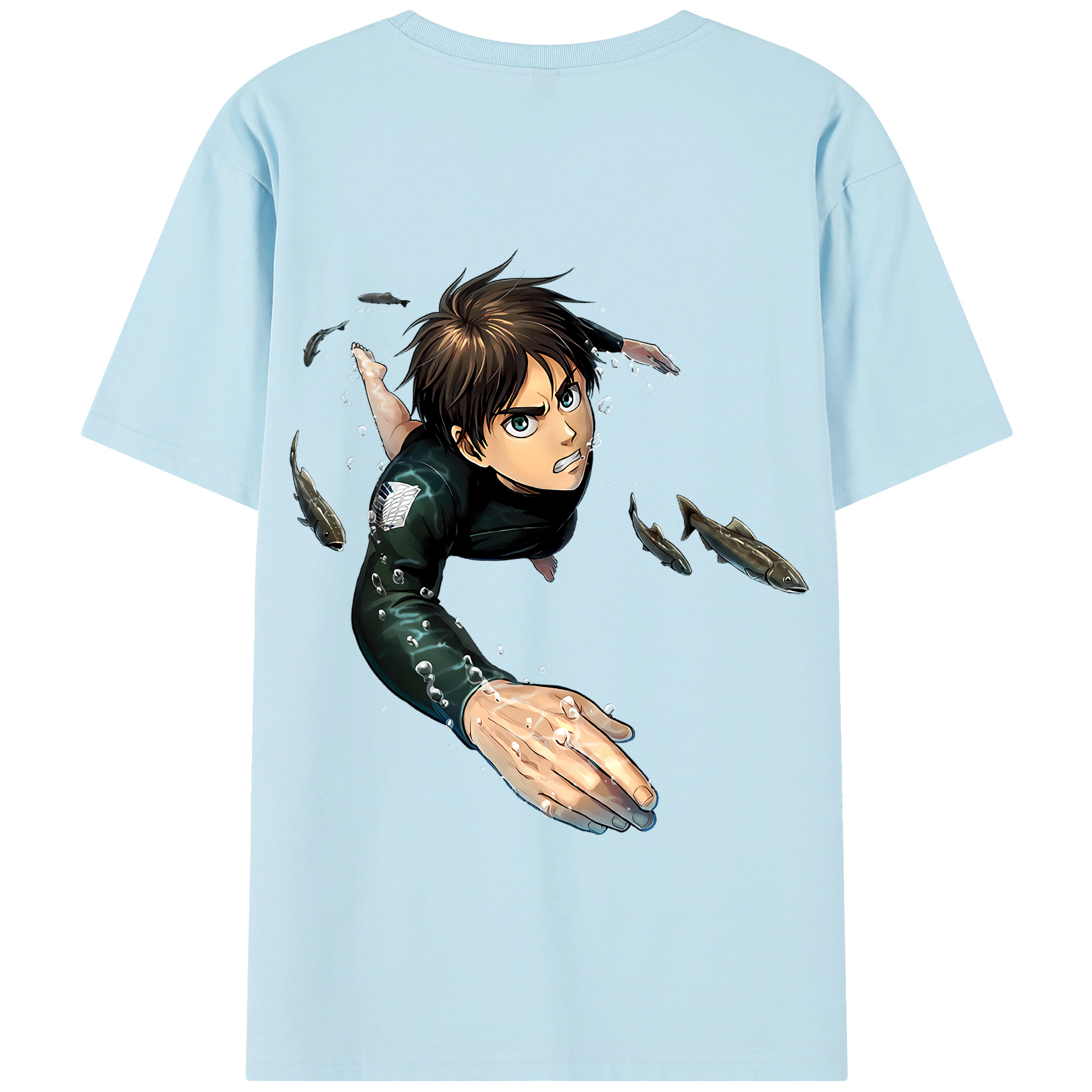 （画像用） 進撃の巨人 エレン･イェーガー Attack on Titan Eren Jäger 綿100％半袖Tシャツ（背面プリント）